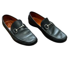 Peter Millar Bit Loafer Mens 8M Black Leather Driving Shoes MC00F40 Brazil Made